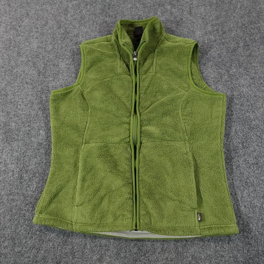 The North Face Vest Womens L Green‎ Deep Pile Fleece Jacket Coat Full Zip